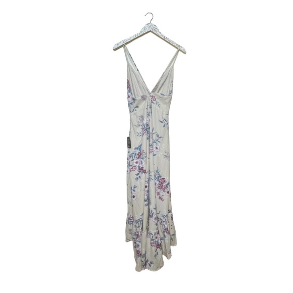 Lulus Maxi Dress Gild The Lily Beige Floral High Low Size Large Ruffle NWOT - Picture 6 of 8